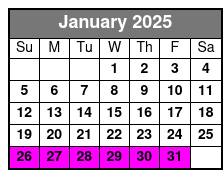 Single Boat 1 Person Per Boat January Schedule