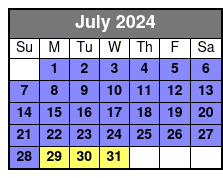 Sunset Dolphin Safari July Schedule