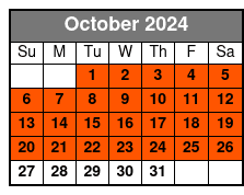 2 Hour SUP Rental October Schedule