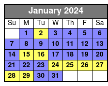 Half-Day Emerald Cove Kayak Tour January Schedule