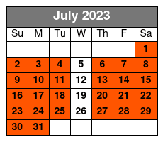 Exotic Zoo Tour July Schedule