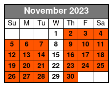 Exotic Zoo Tour November Schedule
