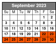 West Rim + Hoover Dam Tour September Schedule