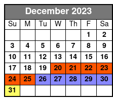 Fantasy at the Luxor Hotel and Casino December Schedule
