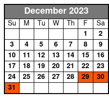 2-Day Trolley Tour December Schedule