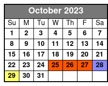 Walking Ghost Tour October Schedule