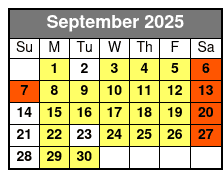 Pirates Voyage Dinner & Show September Schedule