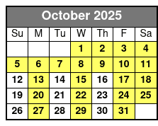 Pirates Voyage Dinner & Show October Schedule