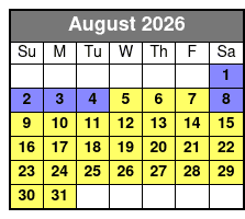 Scuba Dive August Schedule