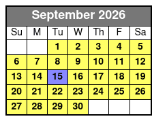 Scuba Dive September Schedule