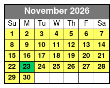 Scuba Dive November Schedule