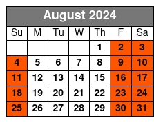 Full Day Snowshoe Rental August Schedule