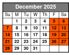 Full Day Snowshoe Rental December Schedule