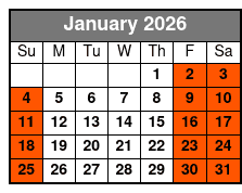Full Day Snowshoe Rental January Schedule