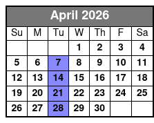 Around The Lake Tahoe Tour April Schedule