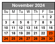 5-Day Snowboard Rental November Schedule