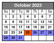 Single Kayak October Schedule