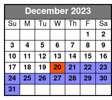 Single Kayak December Schedule