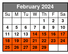 Single Kayak February Schedule