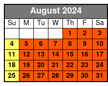 Kayaking Tour August Schedule