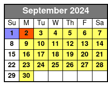 Kayaking Tour September Schedule