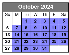 Kayaking Tour October Schedule
