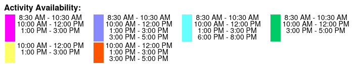 Daily 2 Hour Guided Kayak and Nature Tours Color Key