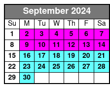 Afternoon Sail and Dolphin September Schedule