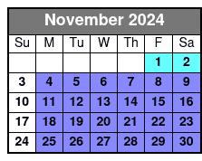 Afternoon Sail and Dolphin November Schedule