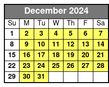 Afternoon Sail and Dolphin December Schedule