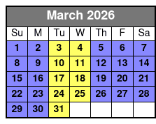 1 Hour Jet Skiing 2 Person March Schedule
