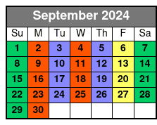 2 Hours Private Paddleboard Activity September Schedule