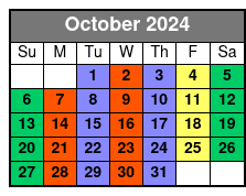 2 Hours Private Paddleboard Activity October Schedule