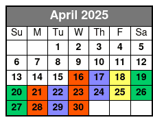 2 Hours Private Paddleboard Activity April Schedule