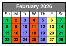 2 Hours Private Paddleboard Activity February Schedule