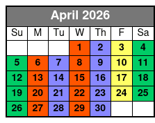 2 Hours Private Paddleboard Activity April Schedule