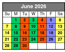 2 Hours Private Paddleboard Activity June Schedule