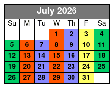 2 Hours Private Paddleboard Activity July Schedule