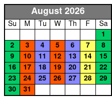 2 Hours Private Paddleboard Activity August Schedule