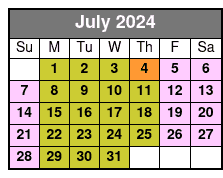 Speedboat Tour July Schedule