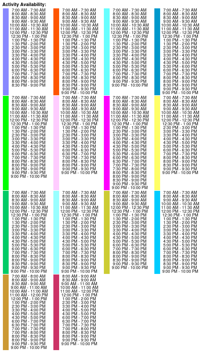 Miami Airplane Tours Color Key