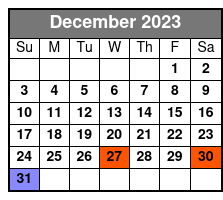 Cultural Food and Walking Tour December Schedule
