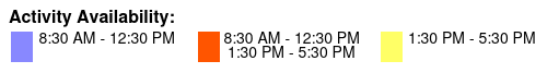 1:30pm Departure Color Key