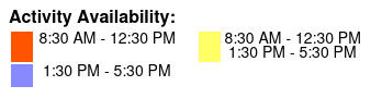 1:30pm Departure Color Key