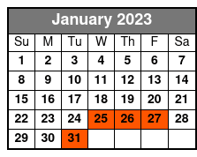 1 Hour Jet Ski Rental January Schedule