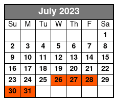 7:30pm Night Anchor Fishing July Schedule