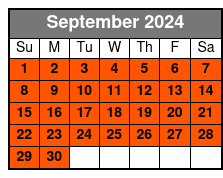 Paddle Board Rental (All Day) September Schedule