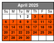 Paddle Board Rental (All Day) April Schedule