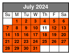 All Day Kayak Rental July Schedule