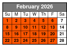 Kayak Rental (1 Hour) February Schedule